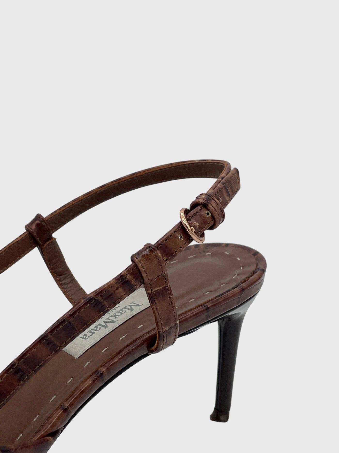 Max Mara Croc-Effect Slingback EU 39 Braun