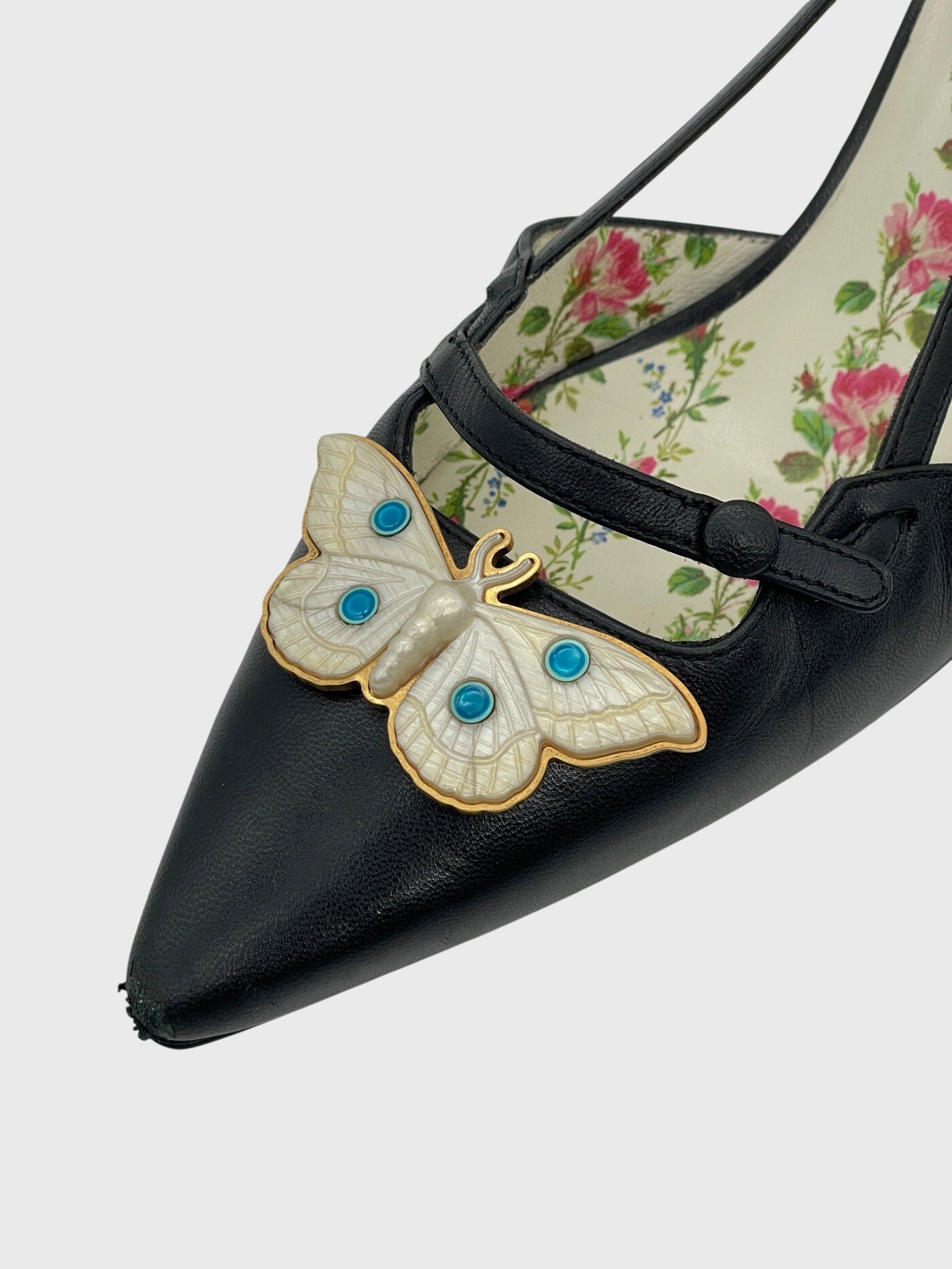 Gucci Butterfly Bamboo Kitten Heel EU 37.5 Schwarz