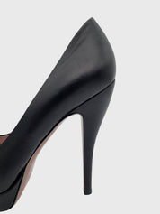 Gucci Leather Platform Round Toe Plateau Pump EU 40.5 Schwarz
