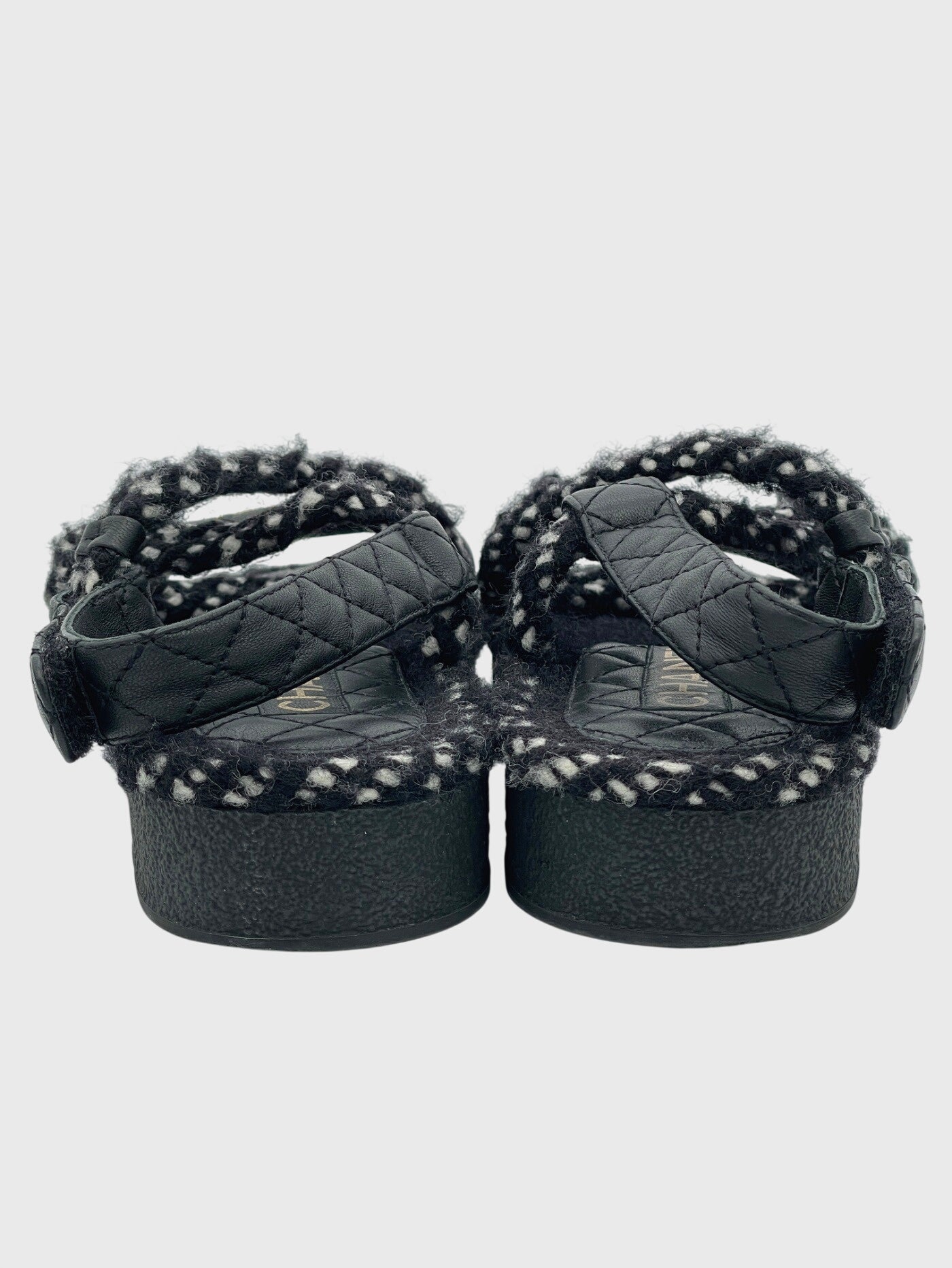 Chanel Cord Lambskin Flache Sandale EU 38 Mehrfarbig