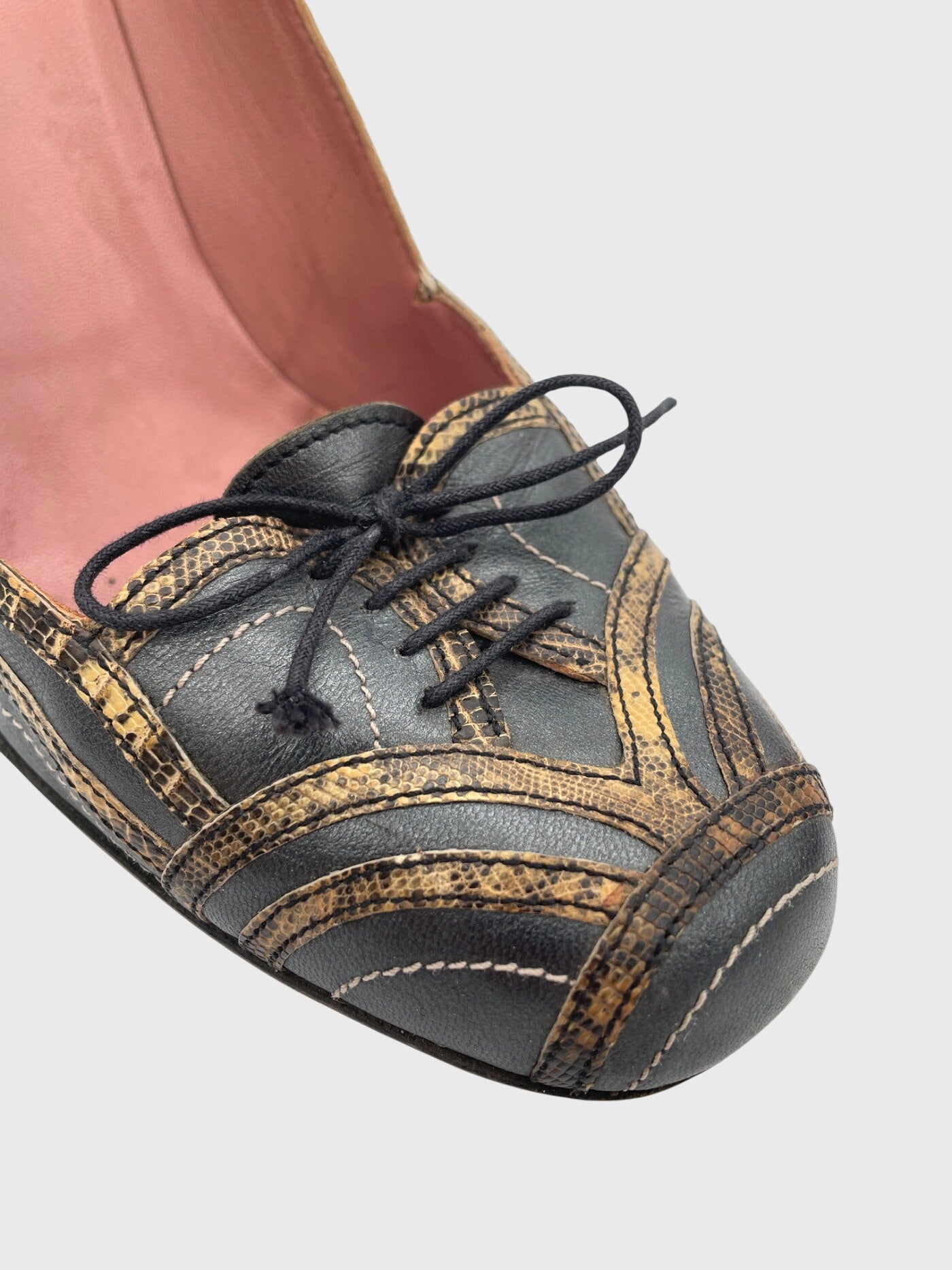 Alaïa Lace-Up Snakeskin Trim Pump EU 39 Mehrfarbig