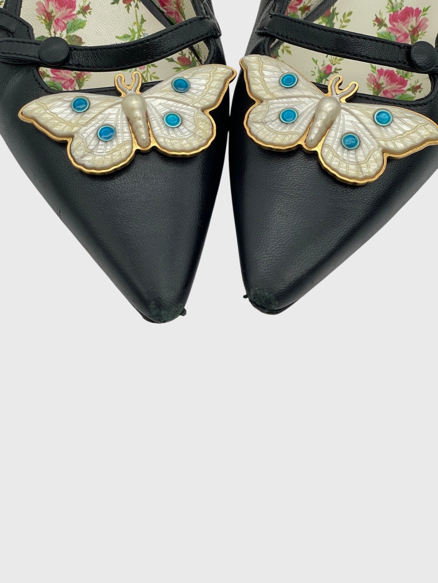 Gucci Butterfly Bamboo Kitten Heel EU 37.5 Schwarz