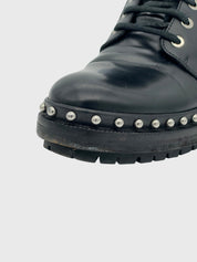 Balmain „Eva“ Studded Biker Combat Stiefel EU 37.5 Schwarz