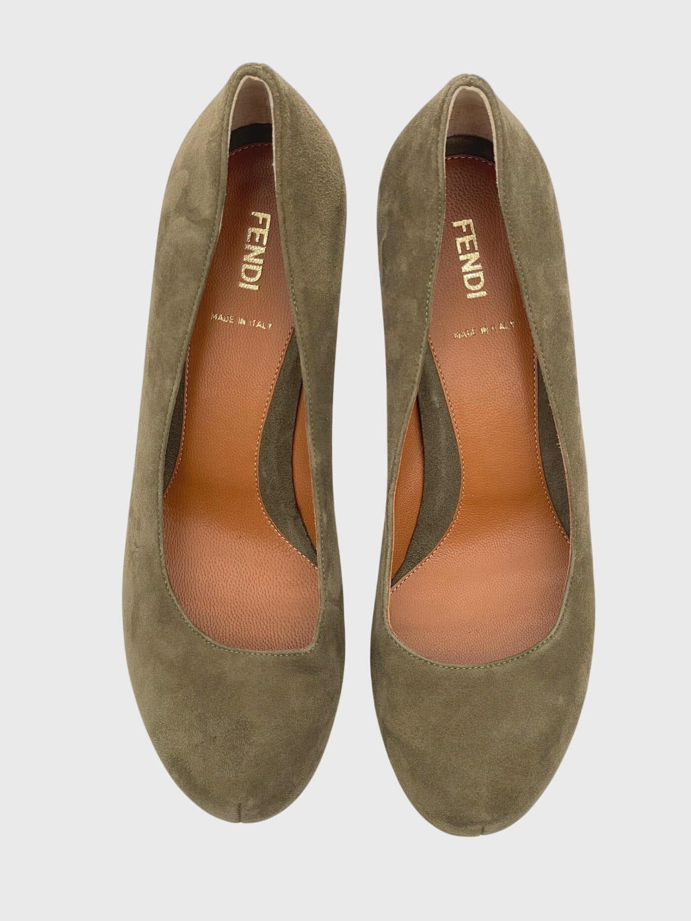 Fendi Suede Zucca Heel Plateau Pump EU 38 Grün