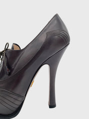 Prada Patent Leather Lace-Up Plateau Pump EU 40 Braun