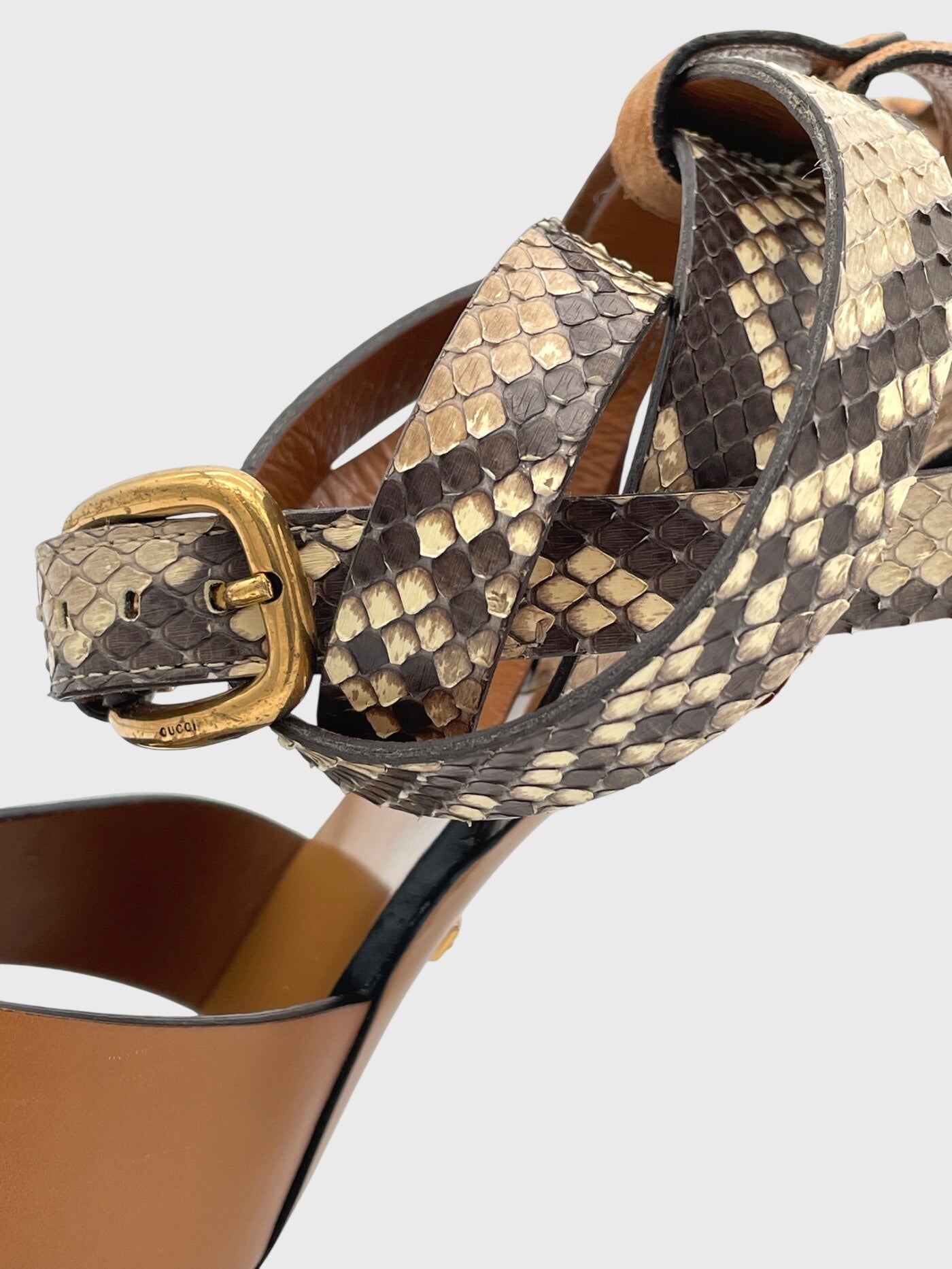Gucci Candy Python  Sandale mit Absatz EU 38.5 Braun