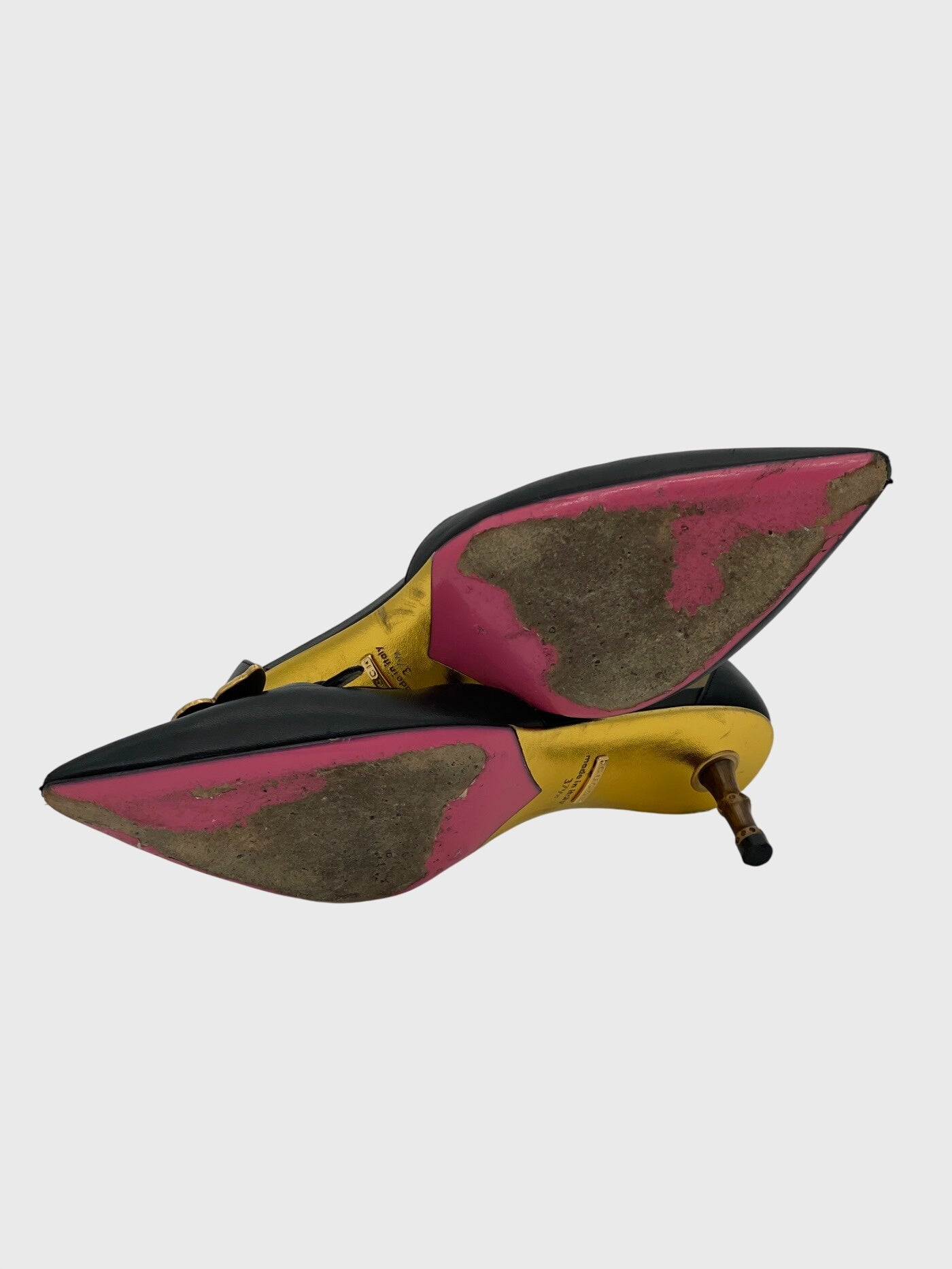 Gucci Butterfly Bamboo Kitten Heel EU 37.5 Schwarz
