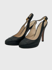 Prada Croc-Effect Platform Slingback EU 37.5 Schwarz - Image 3