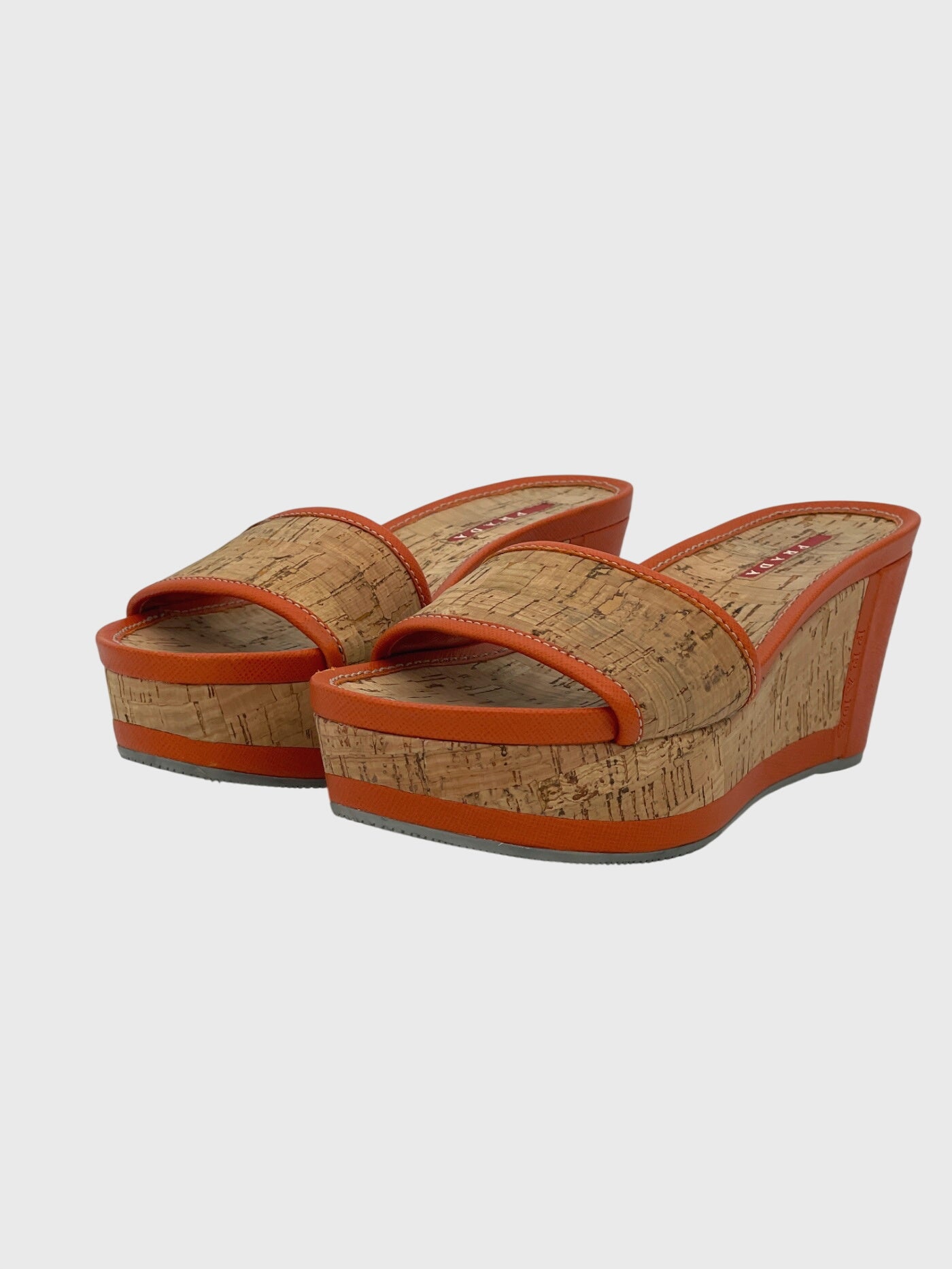 Prada Cork Wedge Sandale mit Absatz EU 36 Orange - Image 3