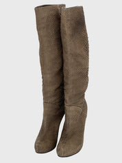 Bally Python Skin High Heel Stiefel EU 38.5 Braun - Image 3