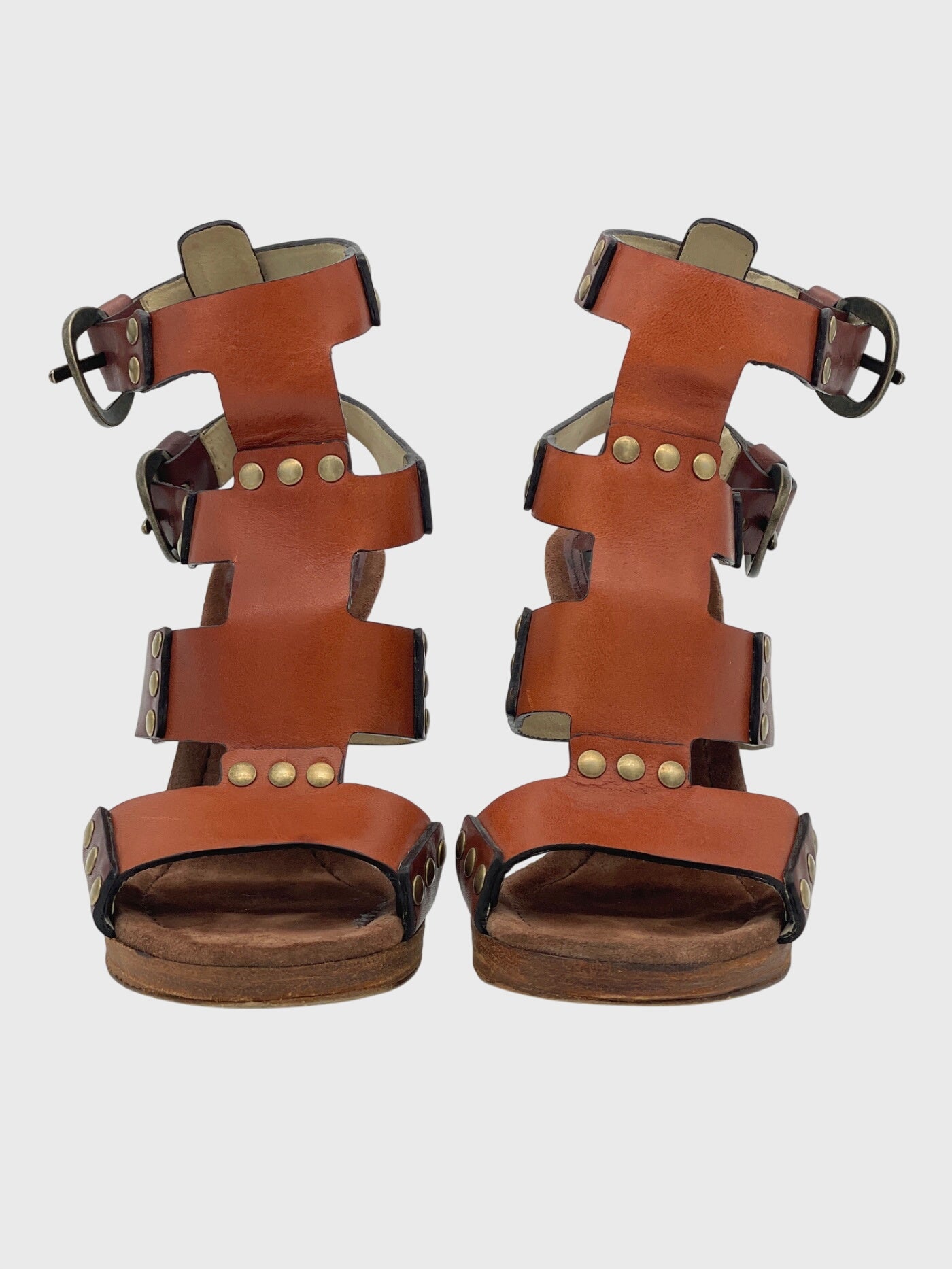 Dolce & Gabbana Gladiator Studded Buckle Sandale mit Absatz EU 35 Braun - Image 3