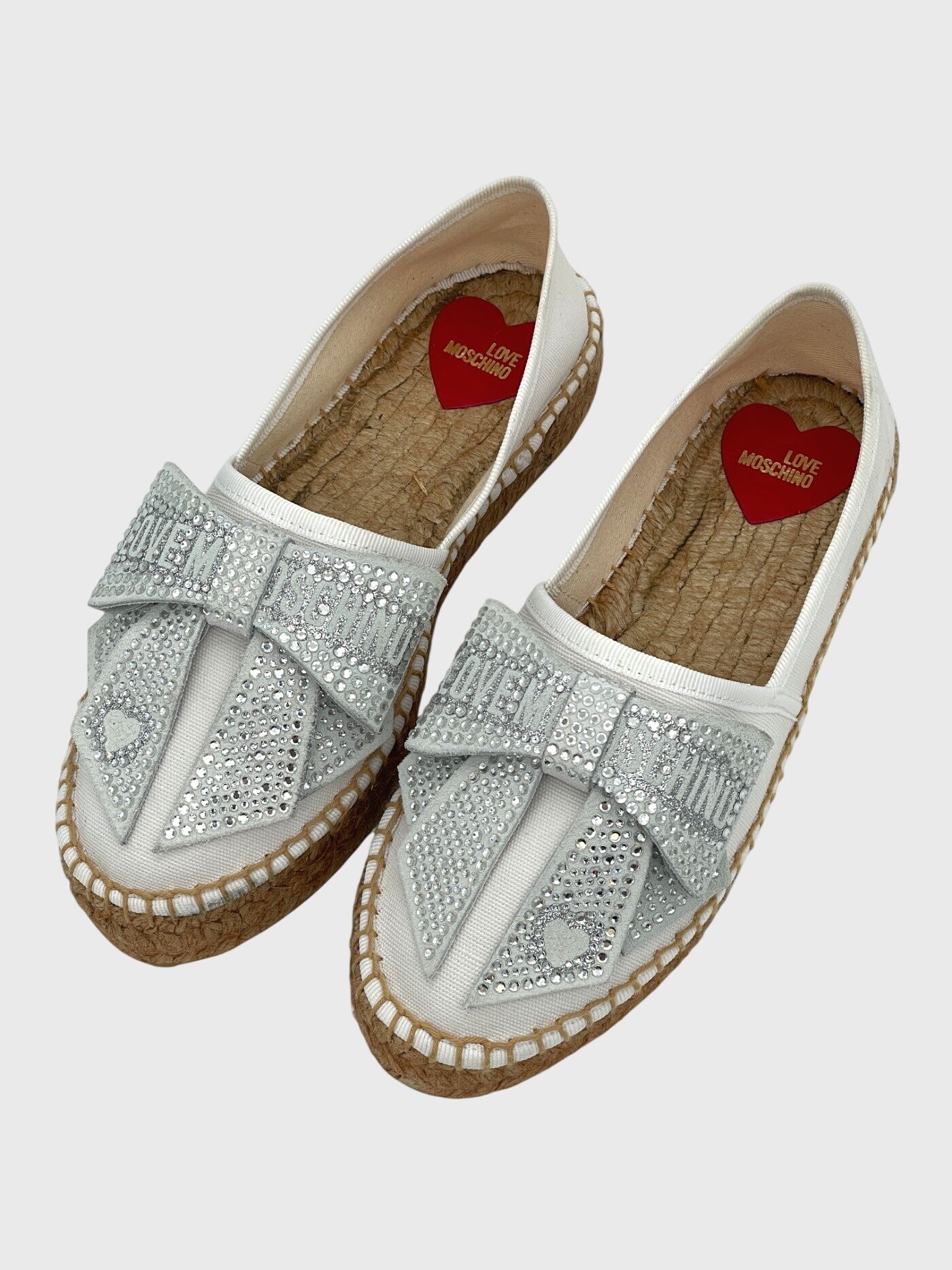 Moschino Shoes Espadrille Strass Bow Slipper EU 36 Weiß - Image 3