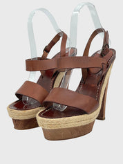 Christian Louboutin Calfskin Sandale mit Absatz EU 38 Braun - Image 3