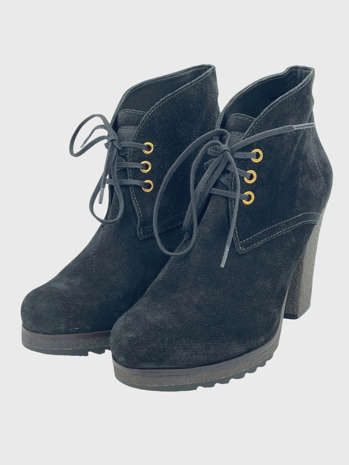 Prada Suede Lace-Up Platform Ankle Boot EU 37 Schwarz - Image 3