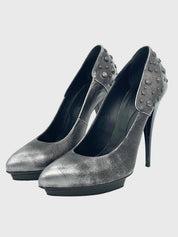 Alexander McQueen Studded Platform Plateau Pump EU 40 Metallic - Image 3
