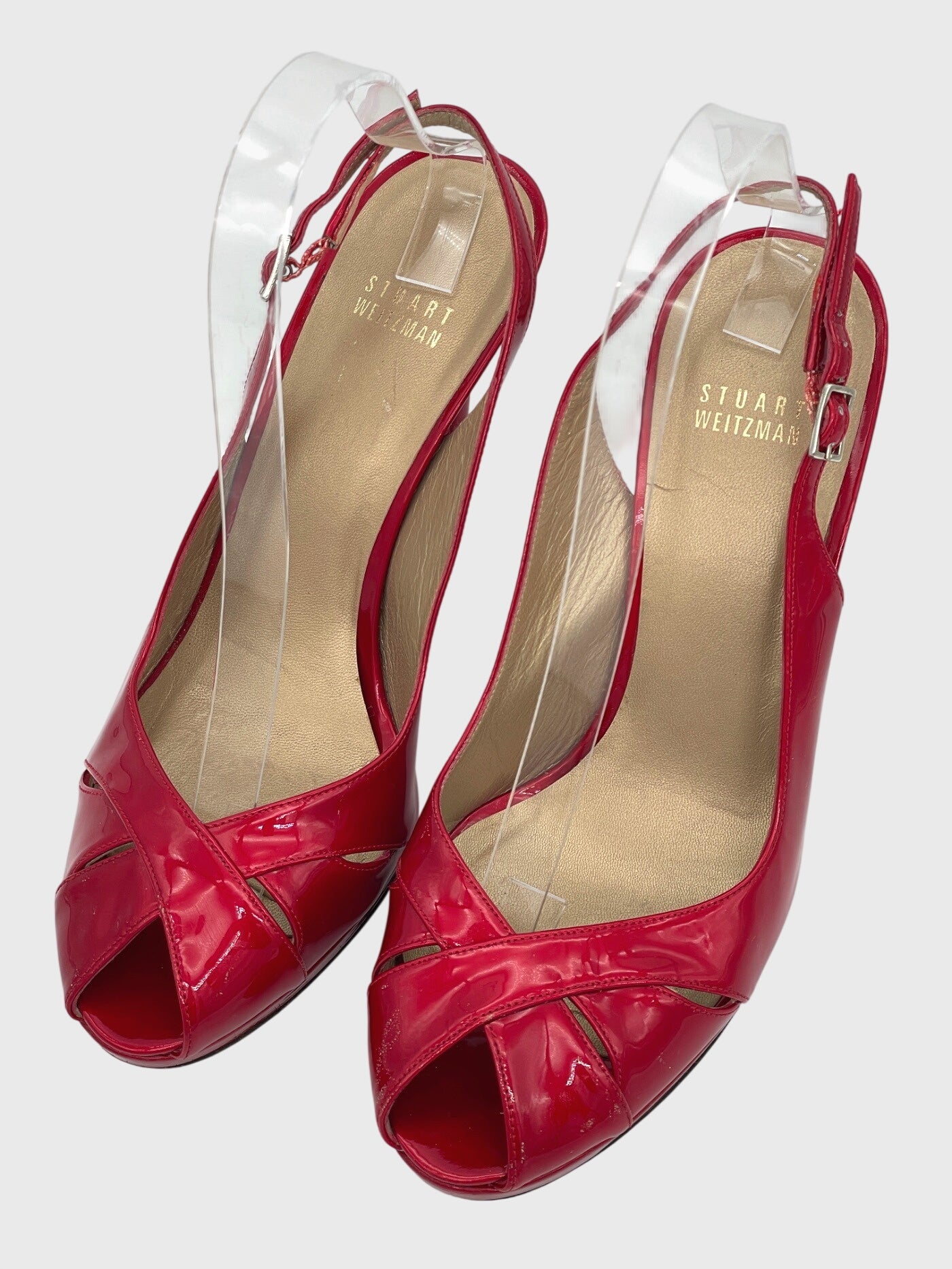 Stuart Weitzman Peep Toe Slingback EU 39.5 Rot - Image 3