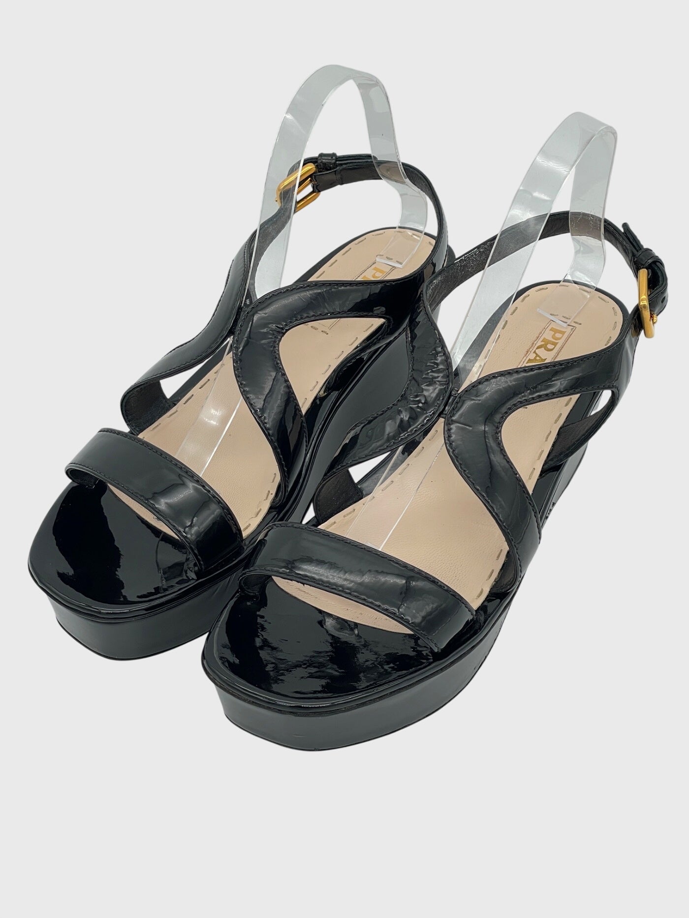 Prada Wedge Heels Sandale mit Absatz EU 41 Schwarz - Image 3