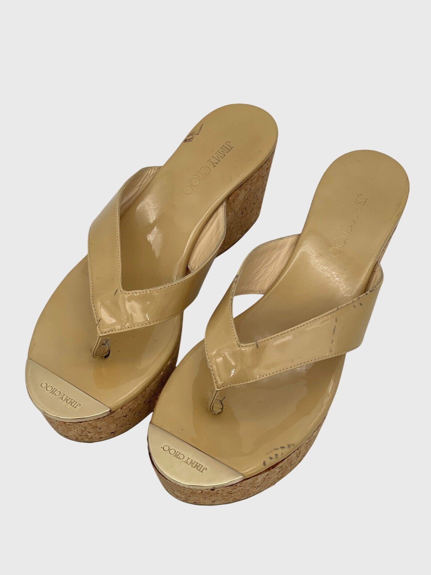 Jimmy Choo Pathos Patent Leather Sandale mit Absatz EU 35.5 Beige - Image 3