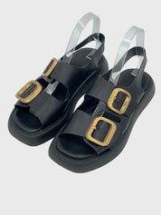 Tod's Gomma Double Buckle Flache Sandale EU 37.5 Schwarz - Image 3