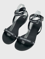 Balenciaga Logo Strap Flache Sandale EU 39 Schwarz - Image 3