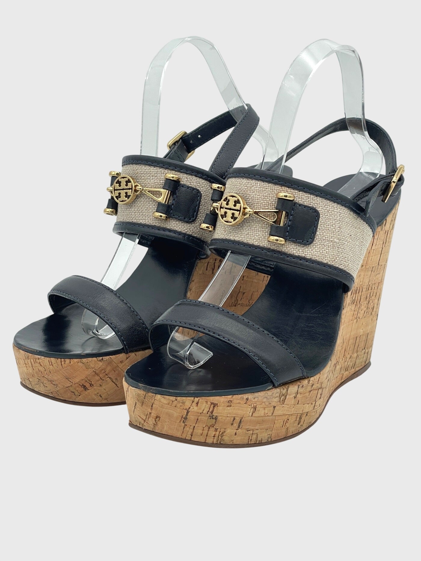 Tory Burch Canvas & Cork Sandale mit Absatz EU 39 Mehrfarbig - Image 3