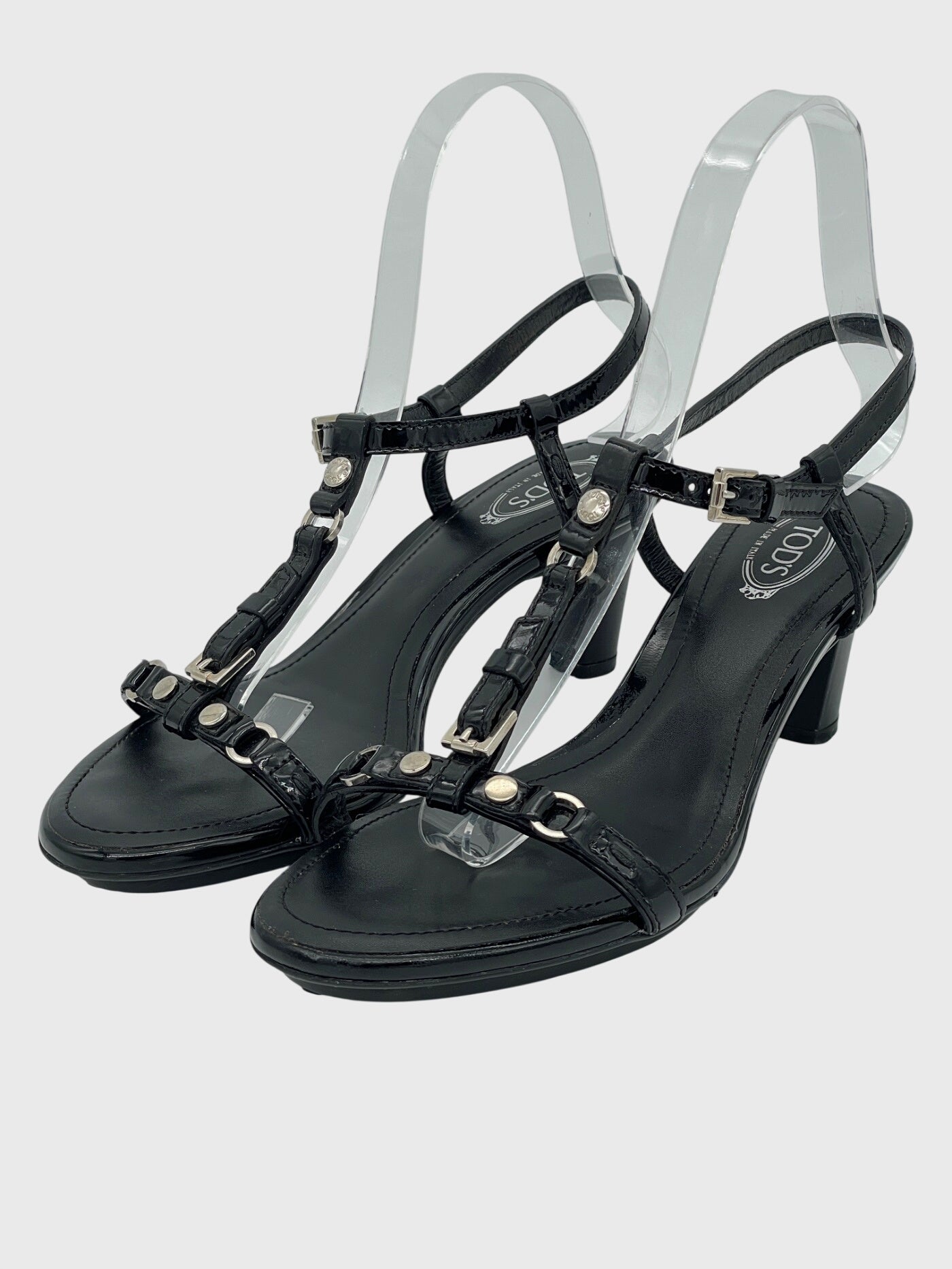 Tod's T-Strap Buckle Detail Sandale mit Absatz EU 36 Schwarz - Image 3