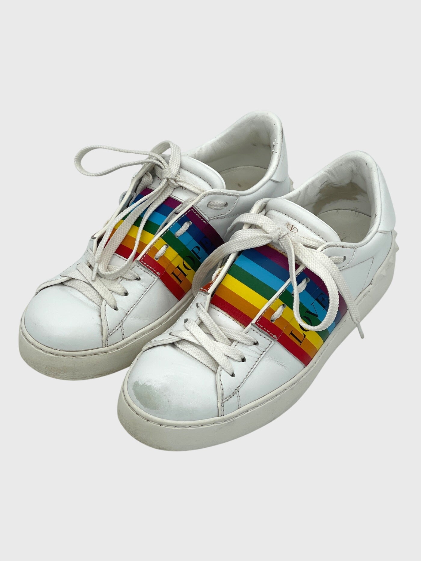 Valentino Garavani Open "Love & Hope" Rainbow Low Top Sneaker EU 36 Weiß - Image 3