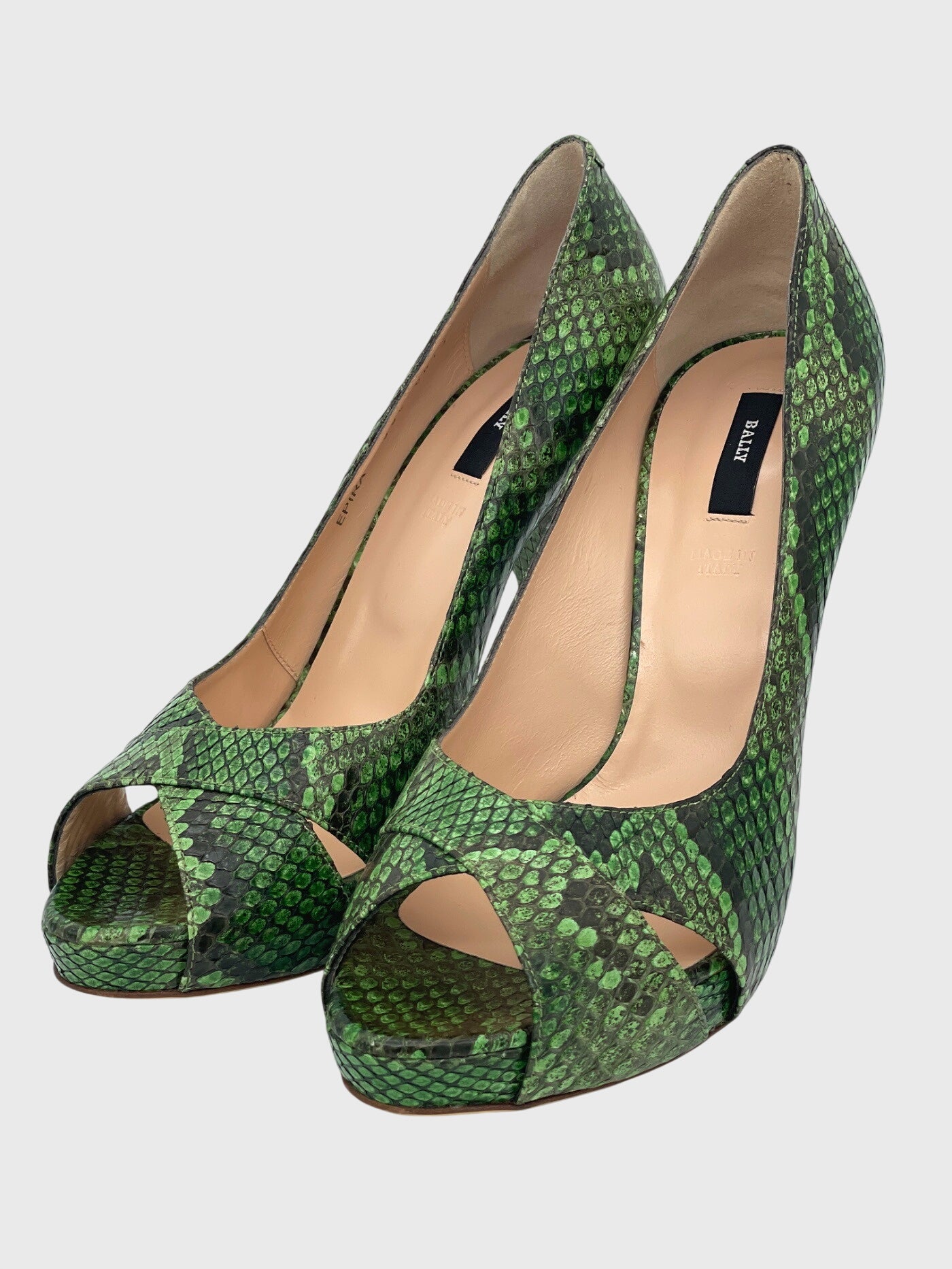 Bally Epika Genuine Python Plateau Pump EU 39.5 Grün - Image 3