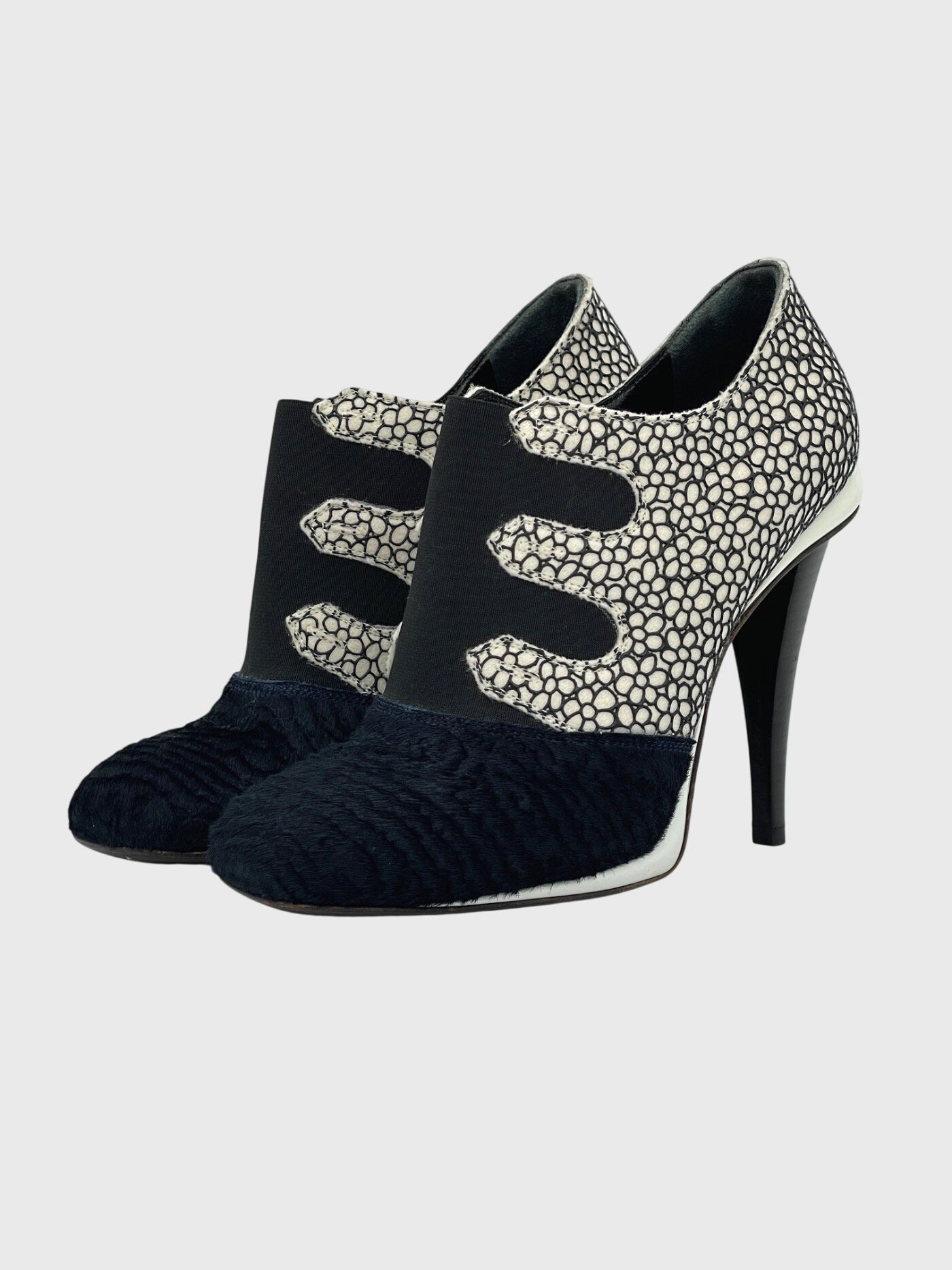 Fendi Polka Dot Fur Trim Pump EU 38.5 Mehrfarbig - Image 3