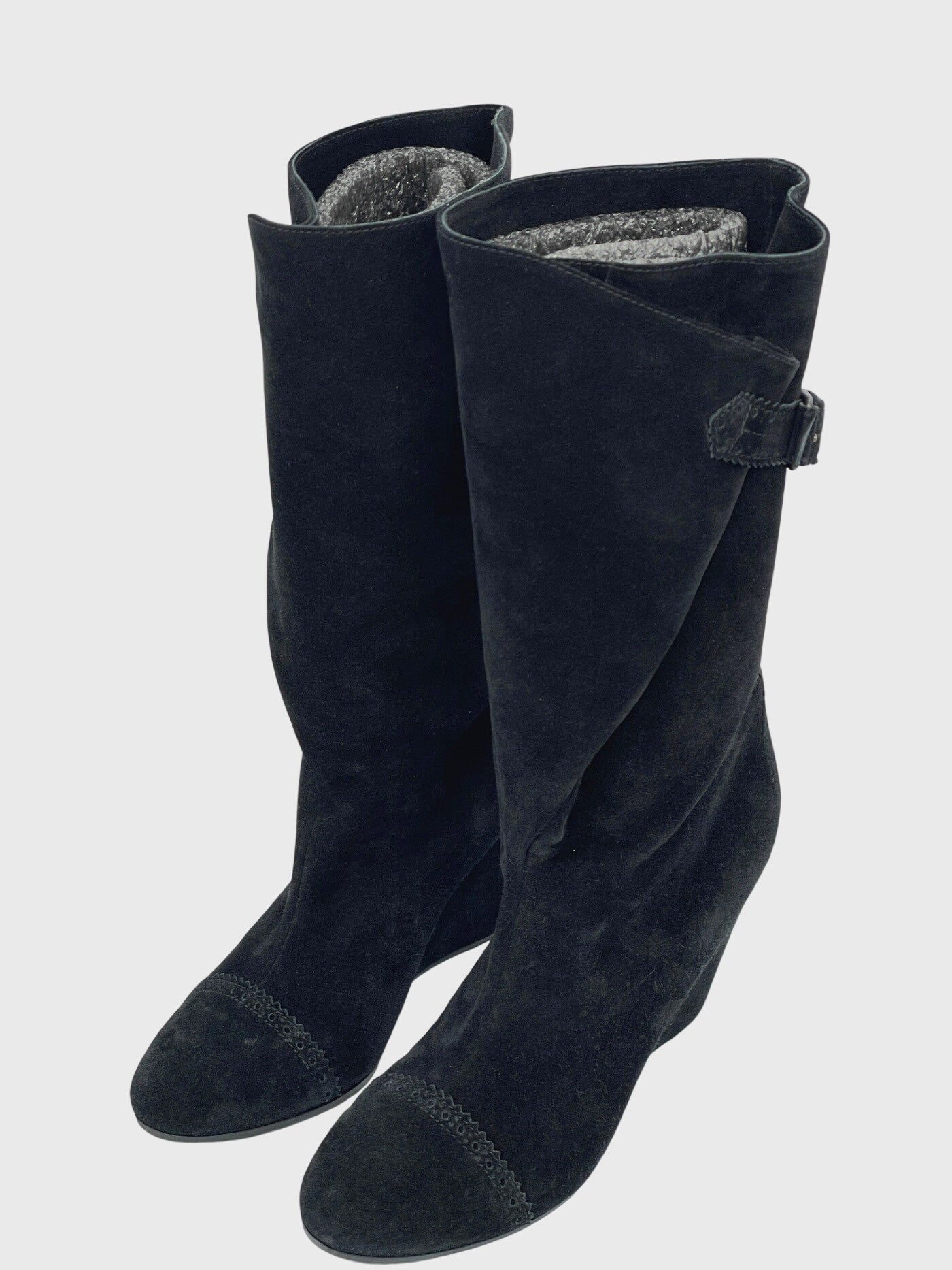 Balenciaga Suede Wedge Stiefel EU 38.5 Schwarz - Image 3