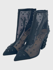 Sergio Rossi Crystal Mesh Ankle Boot EU 38 Schwarz - Image 3