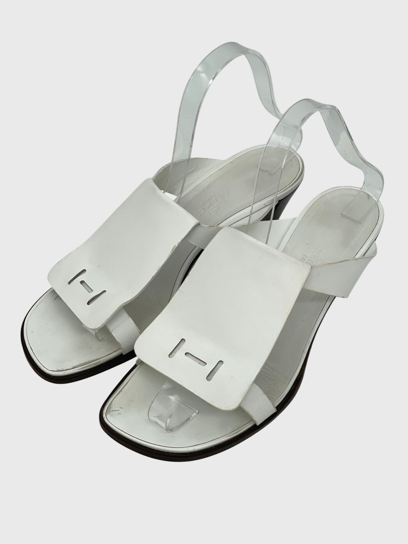 Hermès Vintage Sandale mit Absatz EU 38 Weiß - Image 3