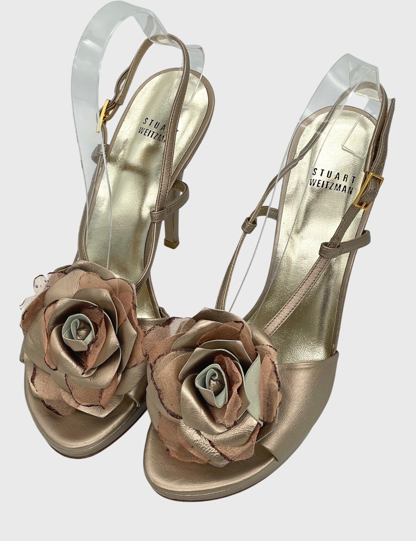 Stuart Weitzman Strappy Flower Sandale mit Absatz EU 39.5 Metallic - Image 2