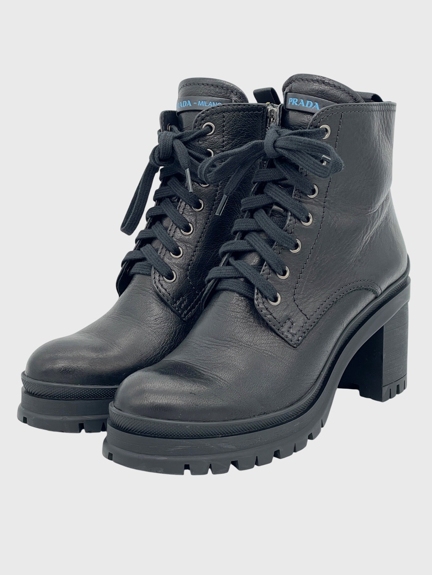 Prada Block Heel Ankle Boot EU 38 Schwarz - Image 3