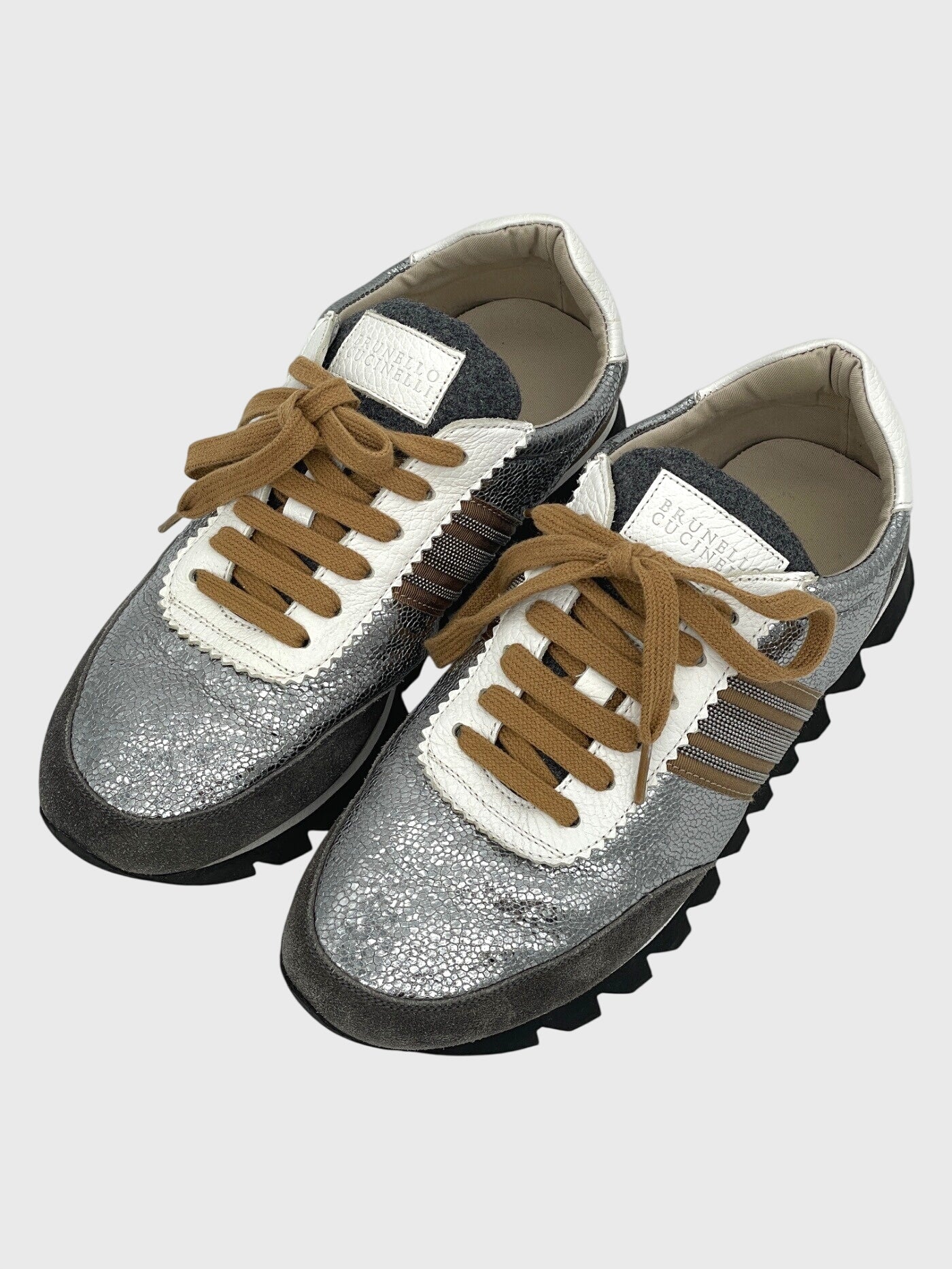 Brunello Cucinelli Monili Low Top Sneaker EU 39.5 Metallic - Image 3