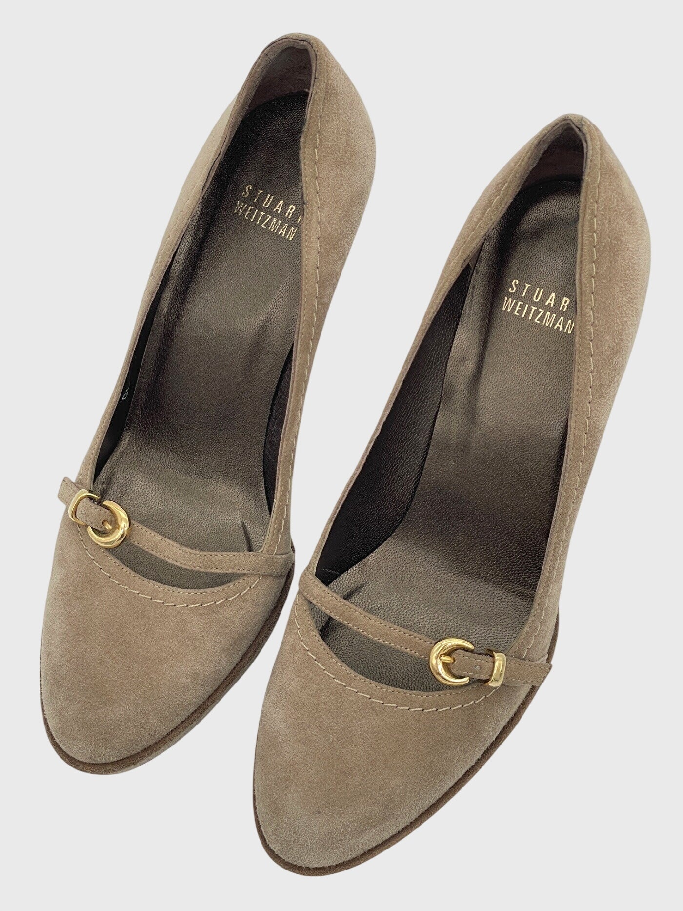 Stuart Weitzman Suede Plateau Pump EU 38 Beige - Image 3