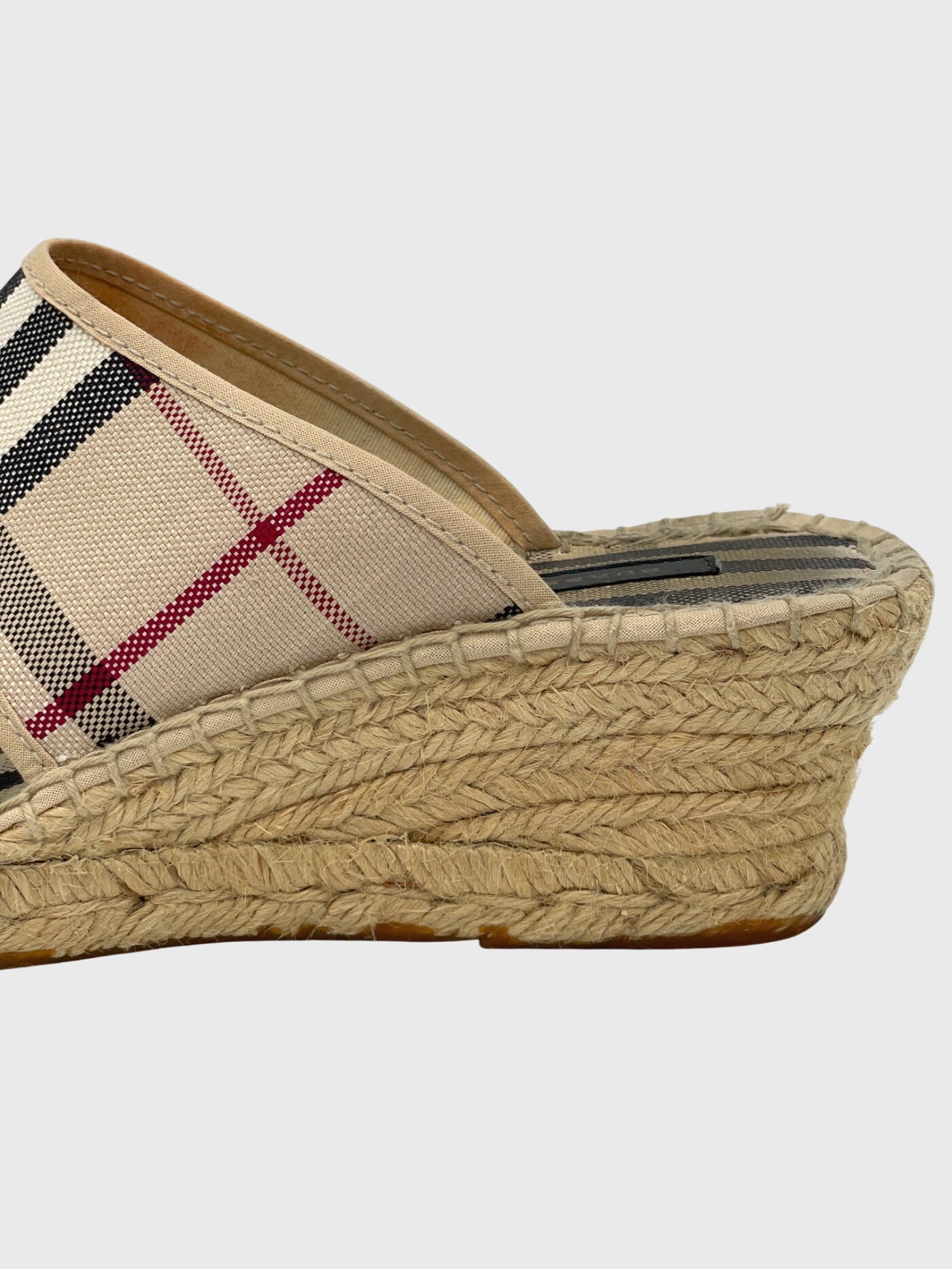 Burberry Vintage Check Espadrille Wedge Zehensteg Sandale EU 40 Beige - Image 5