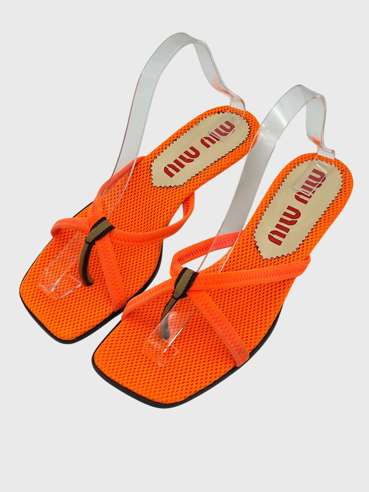Miu Miu Vintage Square Toe Kitten Heel EU 39 Orange - Image 3