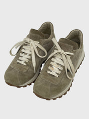 Brunello Cucinelli Monili Suede Runner Low Top Sneaker EU 37.5 Beige - Image 3