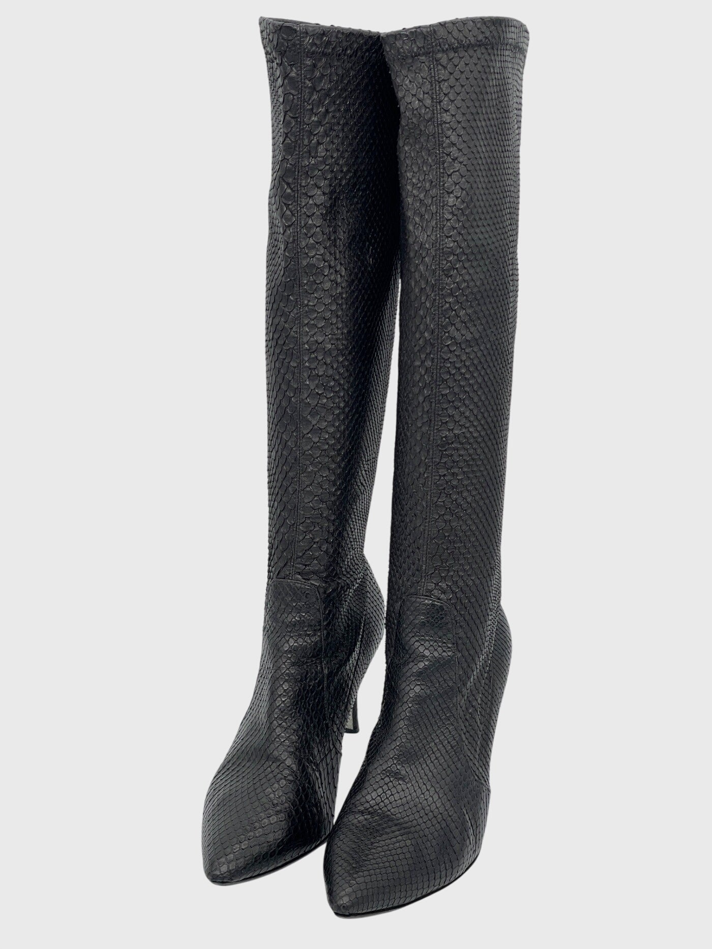 Rene Caovilla  Pointed-Toe Python-Embossed Stiefel EU 39.5 Schwarz - Image 3