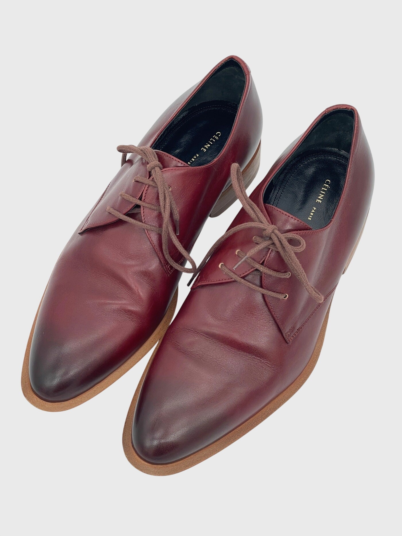 Celine Phoebe Philo Schmooth Calfskin Derby EU 38 Braun - Image 3