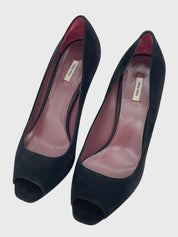 Miu Miu Peep-Toe Suede Pump EU 37 Schwarz - Image 3