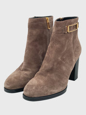 Tod's Suede Gold Buckle  Ankle Boot EU 38.5 Braun - Image 3