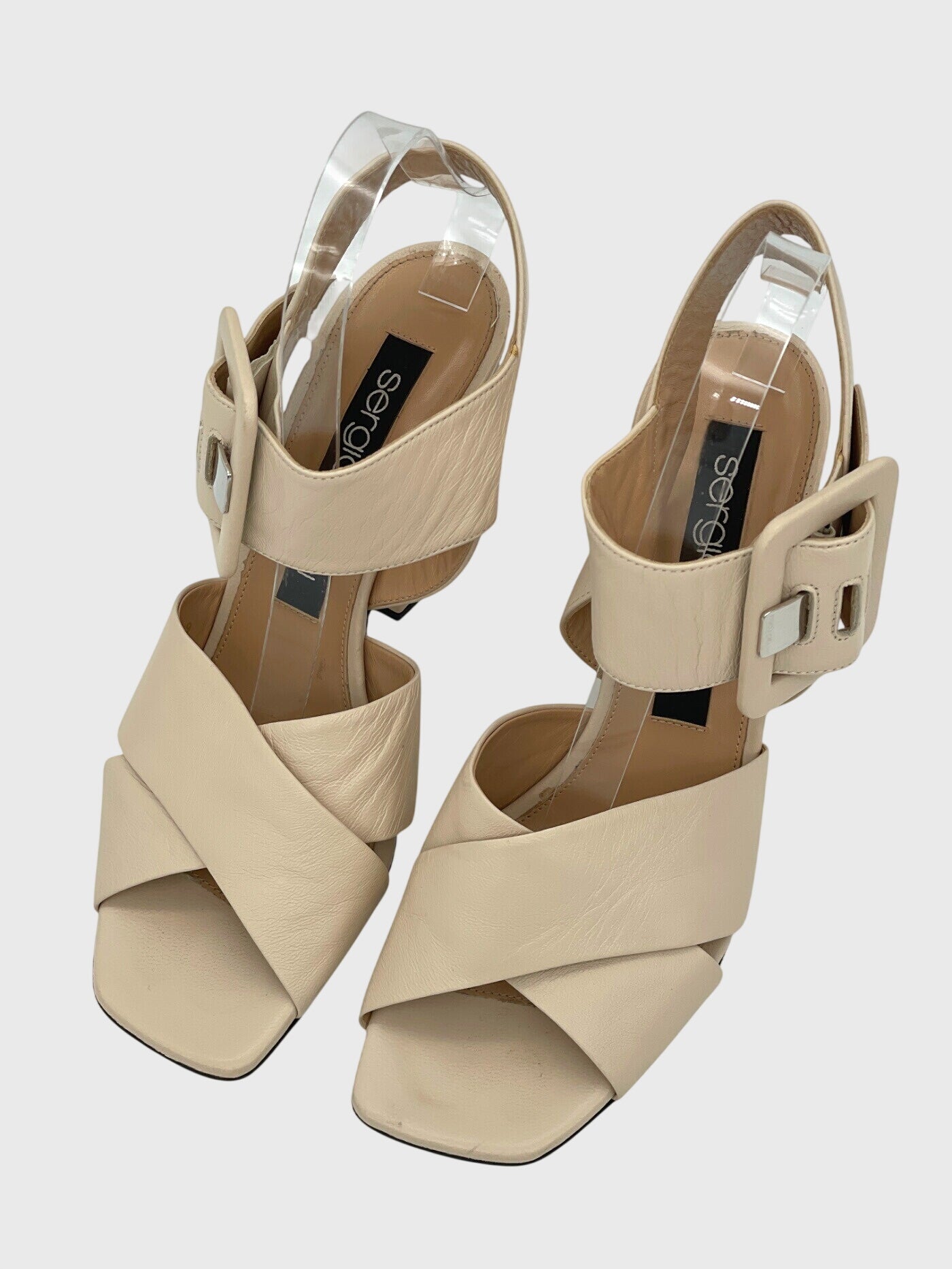 Sergio Rossi Leder Sandale mit Absatz EU 39 Beige - Image 3