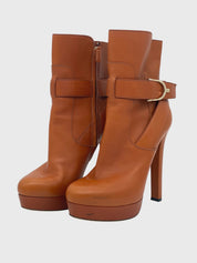 Gucci Leather Platform Ankle Boot EU 39.5 Braun - Image 3