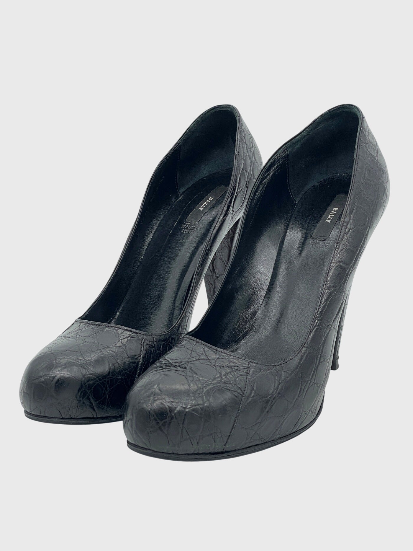 Bally Croc-Embossed Platform Plateau Pump EU 40 Schwarz - Image 3