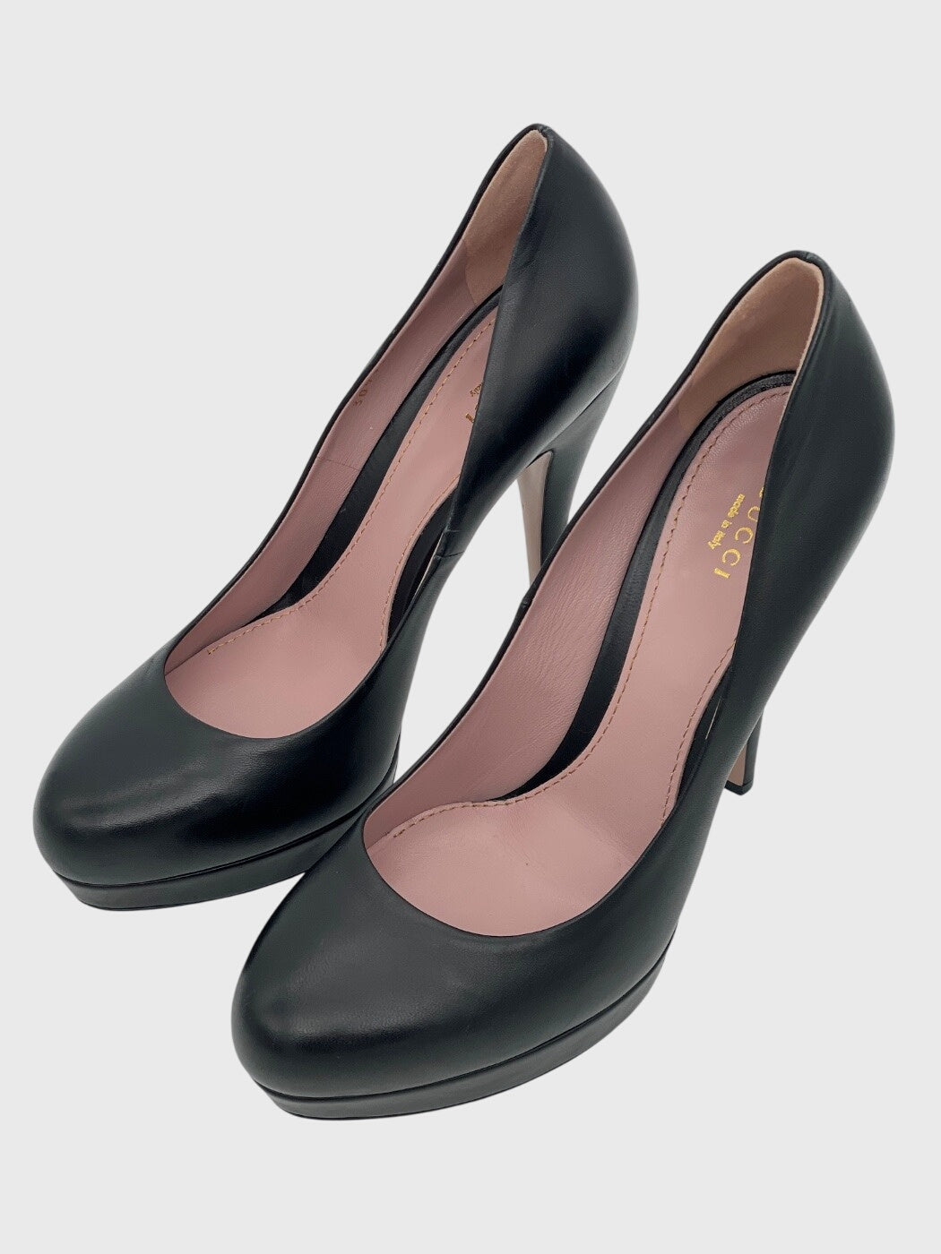 Gucci Leather Platform Round Toe Plateau Pump EU 40.5 Schwarz