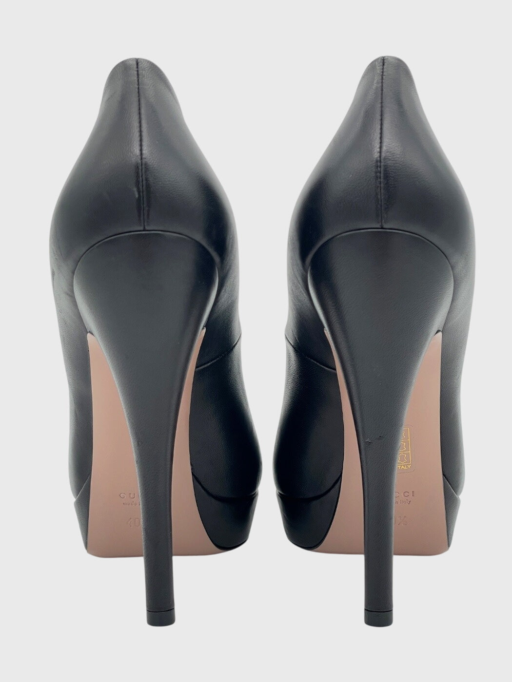 Gucci Leather Platform Round Toe Plateau Pump EU 40.5 Schwarz