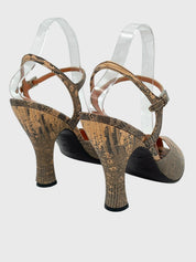 Prada Python Skin Peep Toe Slingback EU 40 Beige - Image 4
