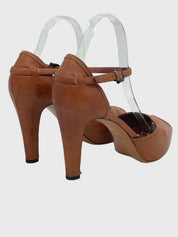 Roberto del Carlo Peep-Toe Platform Ankle Strap Plateau Pump EU 38.5 Braun